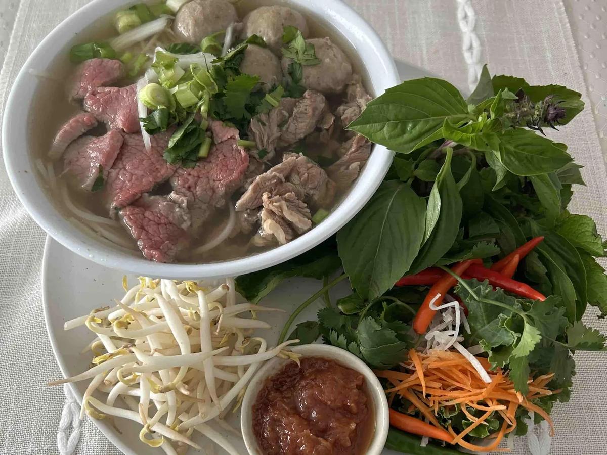 Pho with herbs